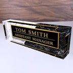 Artblox Office Desk Name Plate Personalized | Black & White Marble Design by Artblox