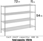Regal Altair 21" Deep x 72" Wide x 54" Height Wire Shelving Kit | 4-Tier | NSF - Image 3