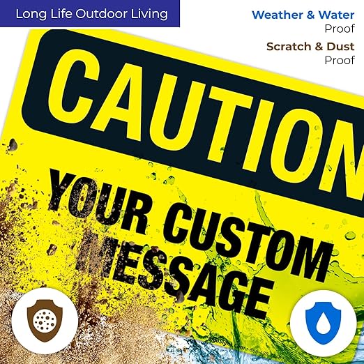 Custom Caution Sign, OSHA Sign, 10x7 Inches, 4 Mil Vinyl Decal Stickers Weather - Image 5