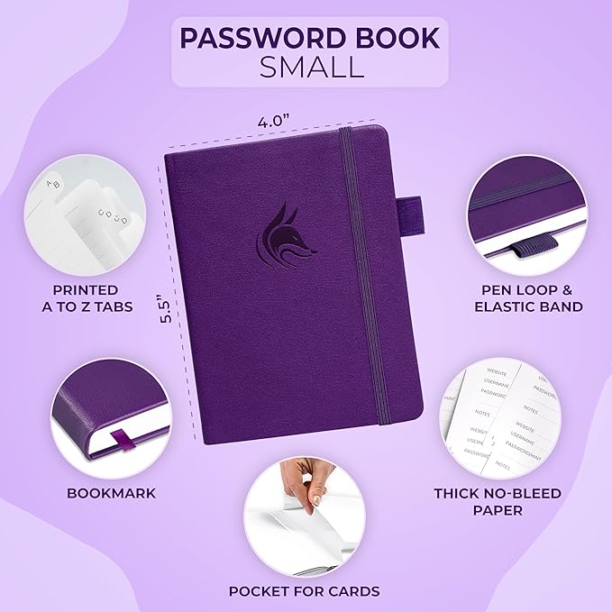 Clever Fox Password Book with alphabetical tabs. Internet Address Organizer - Image 2