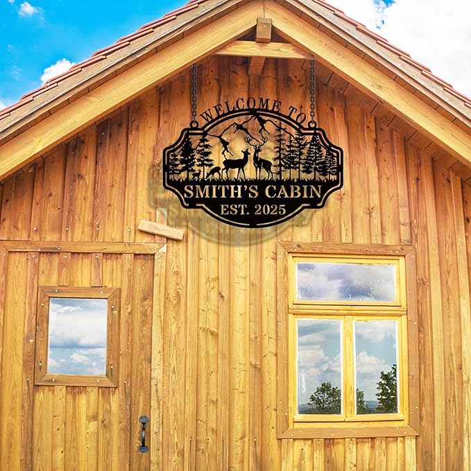 Personalized Deer Hunting Metal Cabin Sign, Custom Outdoor Hunting Decor - Image 4