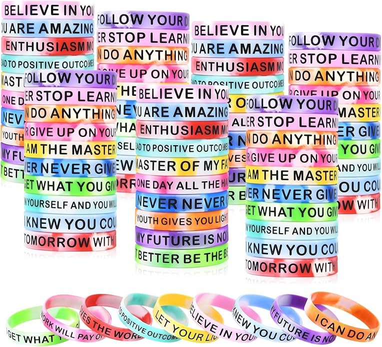 CYCLUSIVE Motivational Quote Silicone Wristbands Colored Inspirational Rubber by CYCLUSIVE