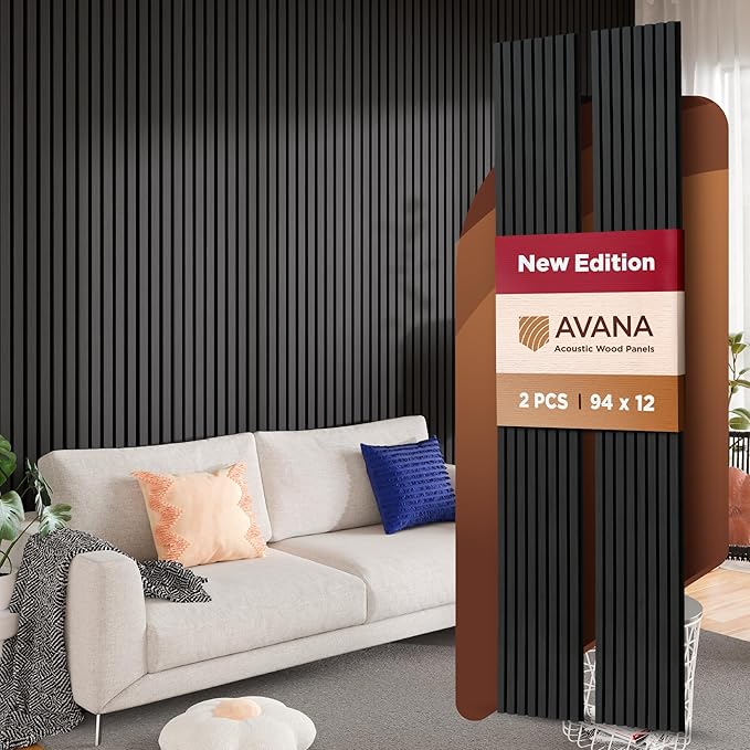 Avana Acoustic Wood Wall Panels – 94.4 x 12.6 Inch Black Oak Acoustic Panels 2 by AvanaHome