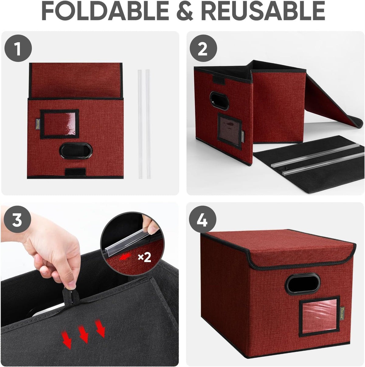 BALEINE File Organizer Box with Lid, Collapsible Hanging File Storage Box