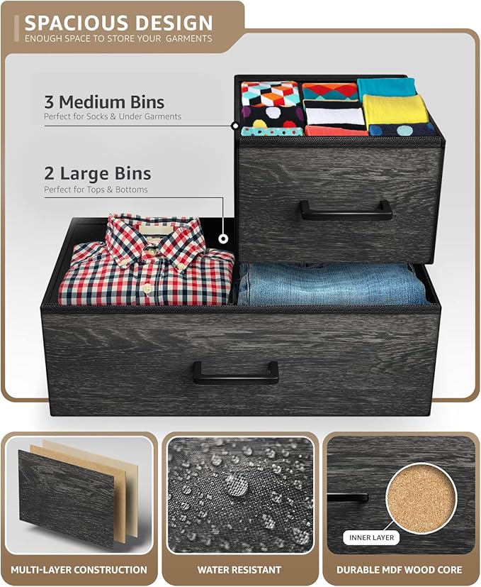 Sorbus Dresser with 5 Faux Wood Drawers - Image 5