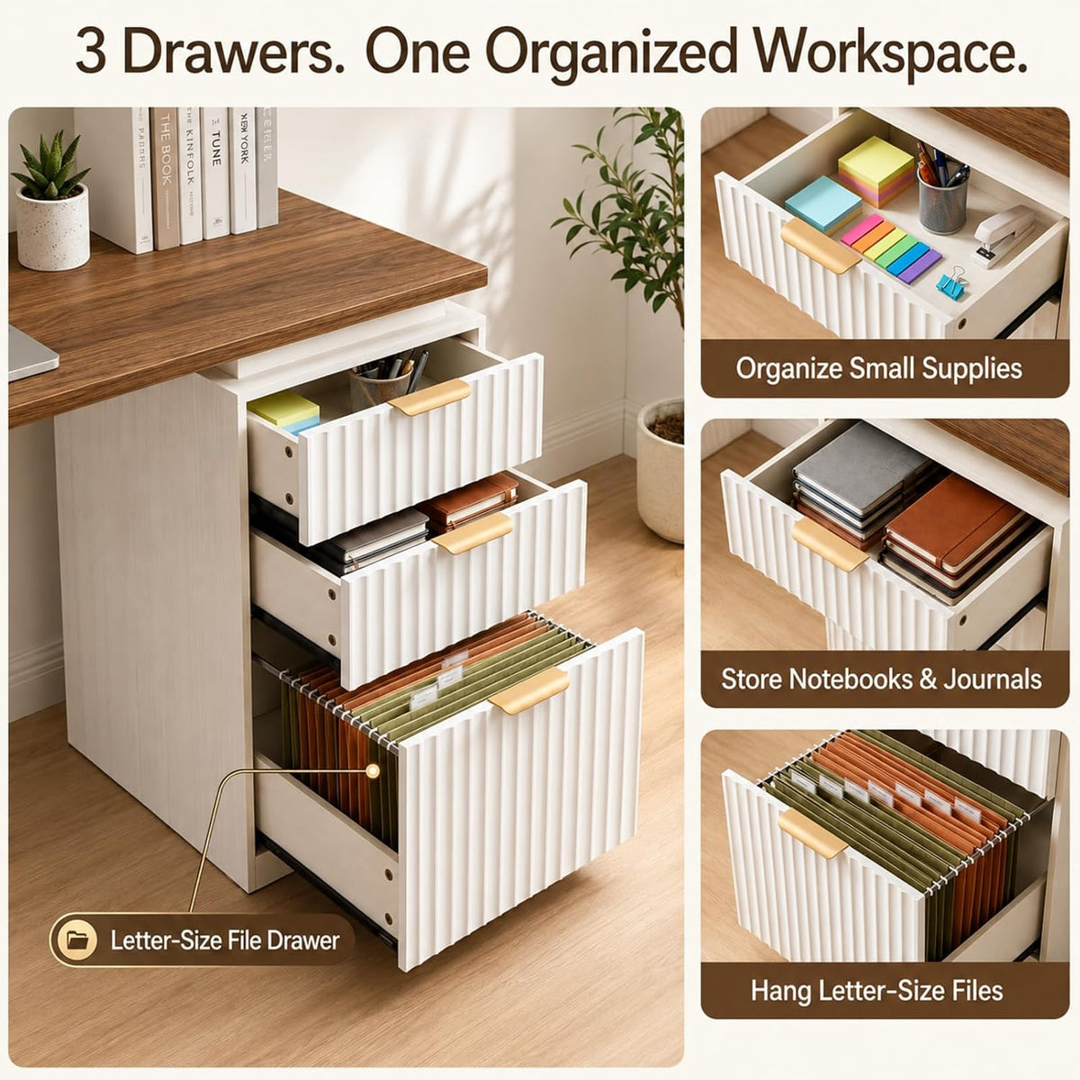 NORTHSKY 61" L Shaped Desk with Arched Hutch, White Corner Computer Desk...
