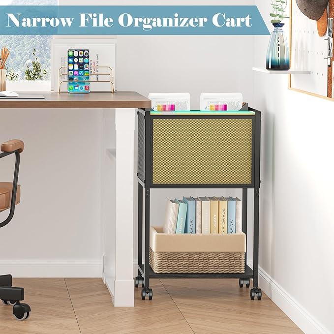 Sbanmao Letter/Legal Rolling File Cart, Narrow Mobile File Cabinet - Image 8