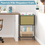 Sbanmao Letter/Legal Rolling File Cart, Narrow Mobile File Cabinet - Image 8