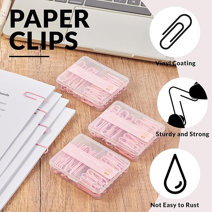 NEEWAY Colorful Paper Clips Assorted Sizes, Small and Large Paperclips - Image 4