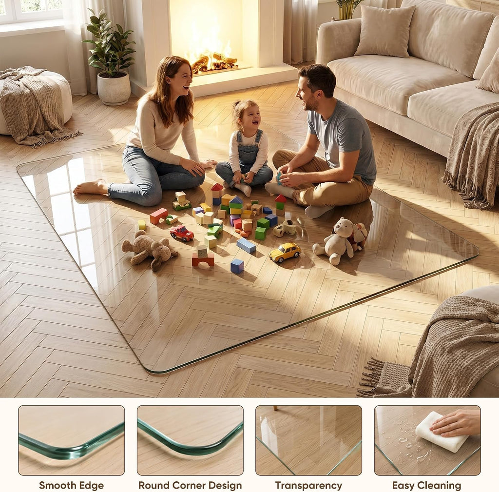 Antok Tempered Glass Chair Mat, 30"x48" Office Chair Mat for Carpet & Hardwood Floor, 0.2" Heavy Duty & Scratch Resistant Desk Chair Mat, Rounded Corners & Polished Edges for Home, Office