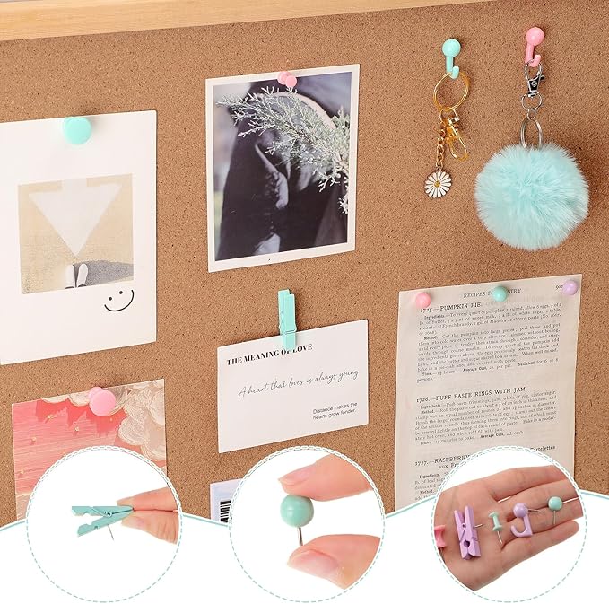 200 Pieces Push Pins Set, 5 Types Colorful Thumb Tacks Cute Decorative Push Pins - Image 5