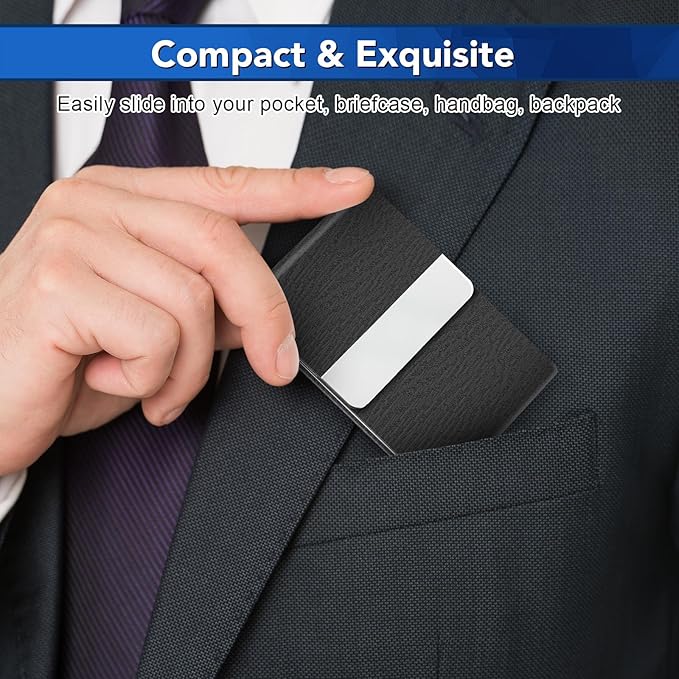 Business Card Holder with Ultra Slim Design, Business Card Case with Premium PU - Image 2