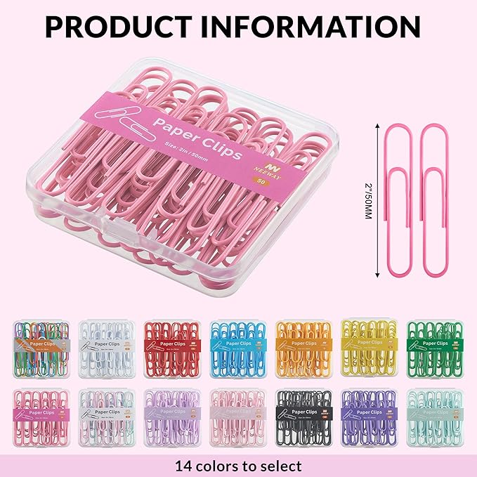 NEEWAY Colorful Large Paper Clips, 2 Inch Jumbo Paper Clips, 3 Pack of 50 - Image 2