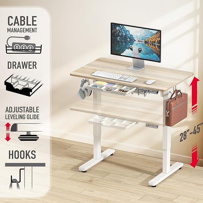 SHW 40-Inch Electric Height Adjustable Standing Desk - Image 3