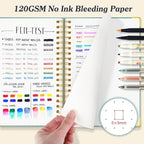Bullet Dotted Journal Spiral Notebook, 300 Pages Leather Notebooks - Image 4