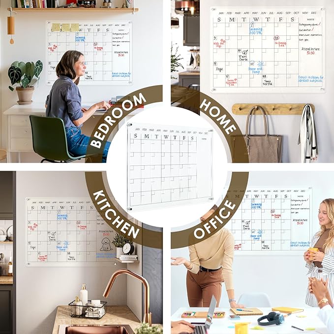 MAKELLO Acrylic Calendar for Wall 24" x 18", 4 Pens, Pen Holder, Wall-Mount - Image 7