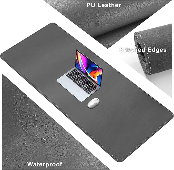 CENNBIE Leather Desk Mat, Extended Non-Slip Mouse Pad, Waterproof PU Leather - Image 3