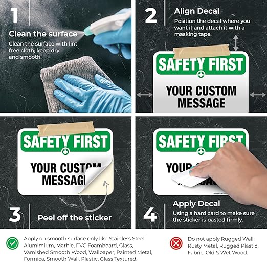 Custom Safety First Sign, OSHA Sign, 10x7 Inches, 4 Mil Vinyl Decal Stickers - Image 3