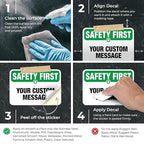 Custom Safety First Sign, OSHA Sign, 10x7 Inches, 4 Mil Vinyl Decal Stickers - Image 3