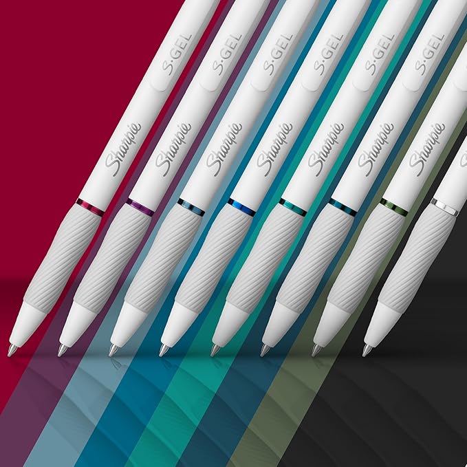 Sharpie S-Gel Pens, Fashion Barrel Gel Pens, Pearl White Body, Medium Point - Image 4