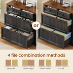 sedeta 4 drawers file cabinet, 33" farmhouse filing, side view