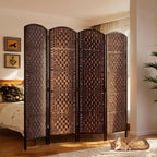 HOMCOM Room Divider, 4 Panel Folding Privacy Screen, 6FT Tall Portable Wicker - Image 8