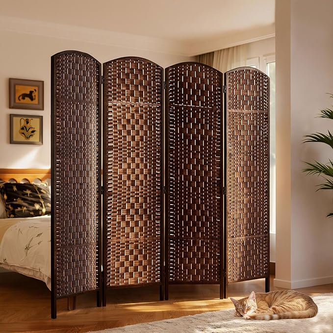 HOMCOM Room Divider, 4 Panel Folding Privacy Screen, 6FT Tall Portable Wicker - Image 8