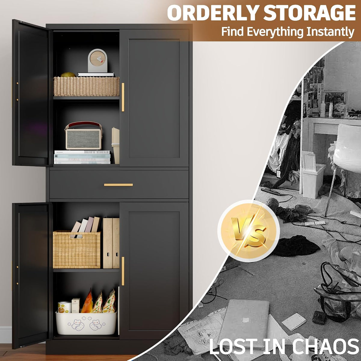 71" metal garage storage cabinet with 1 drawer,2, package contents