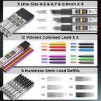 Nicpro 37PCS Art Mechanical Pencil Set, Metal Drafting Pencils 0.5 mm, 0.7 mm - Image 4