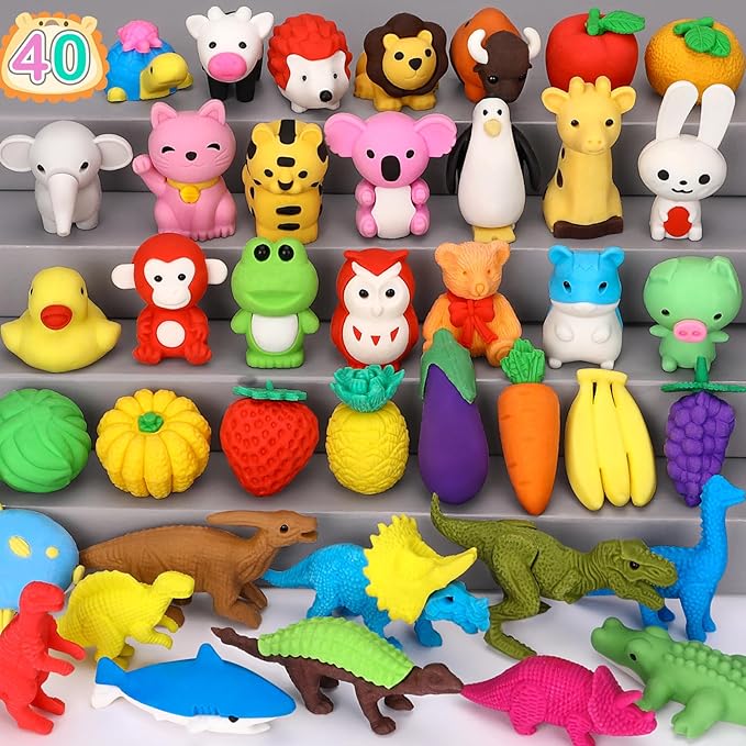 Arscniek 40 Pack 3D Puzzle Animal & Food Erasers by Arscniektoysforkid