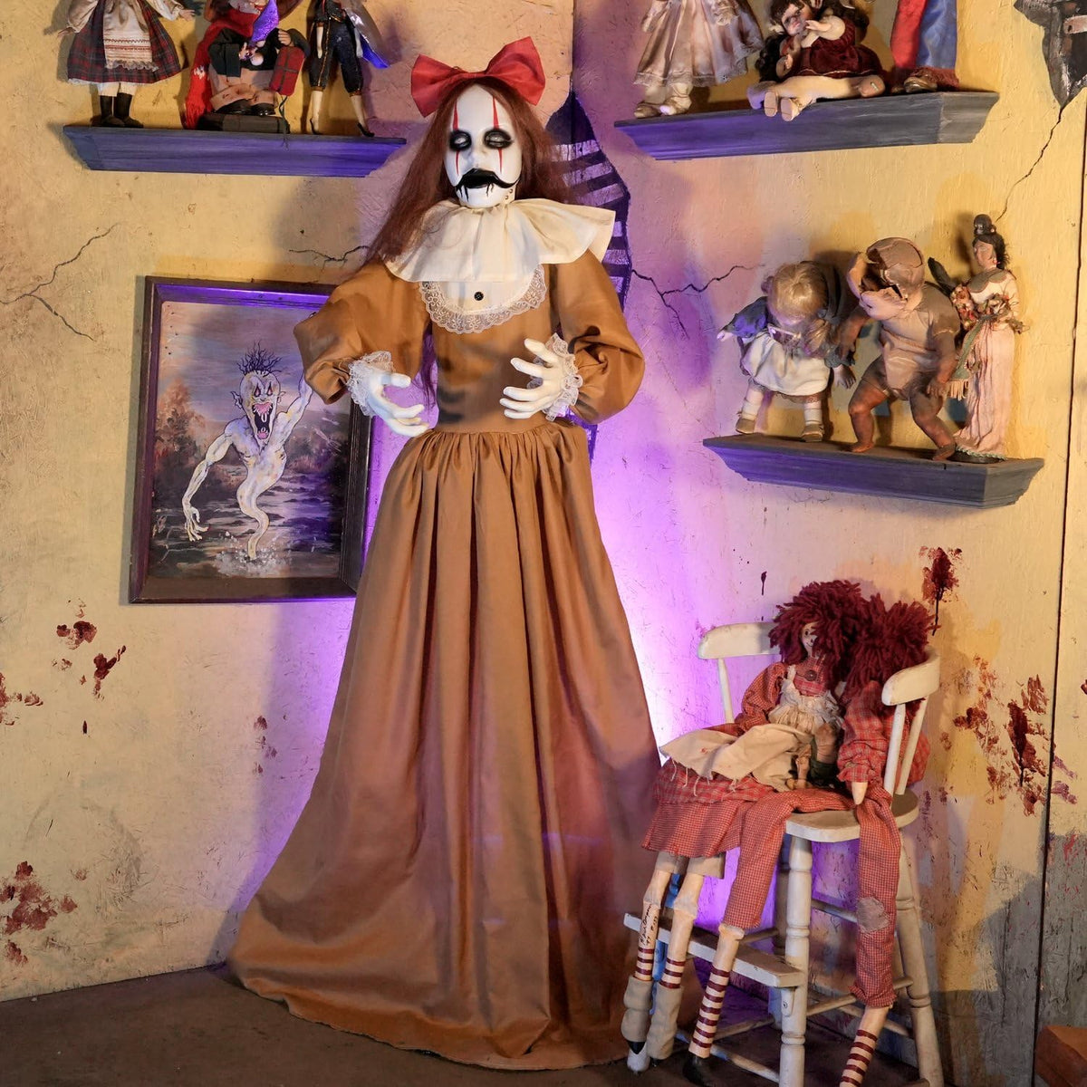 Haunted Hill Farm 5.4-Ft. Pop-Up Creepy Lady Halloween Animatronic