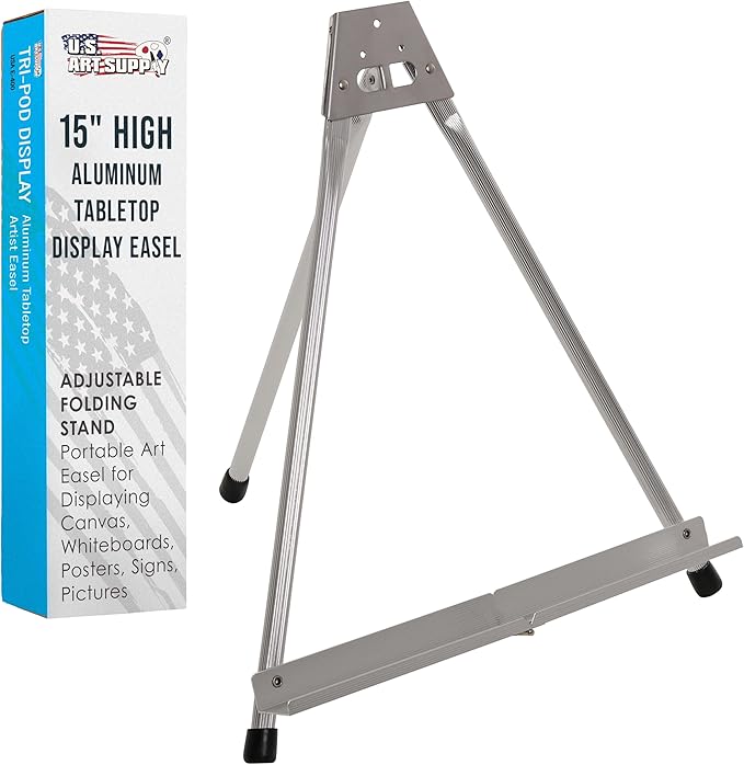 U.S. Art Supply 15" High Aluminum Tabletop Display Easel by USArtSupply