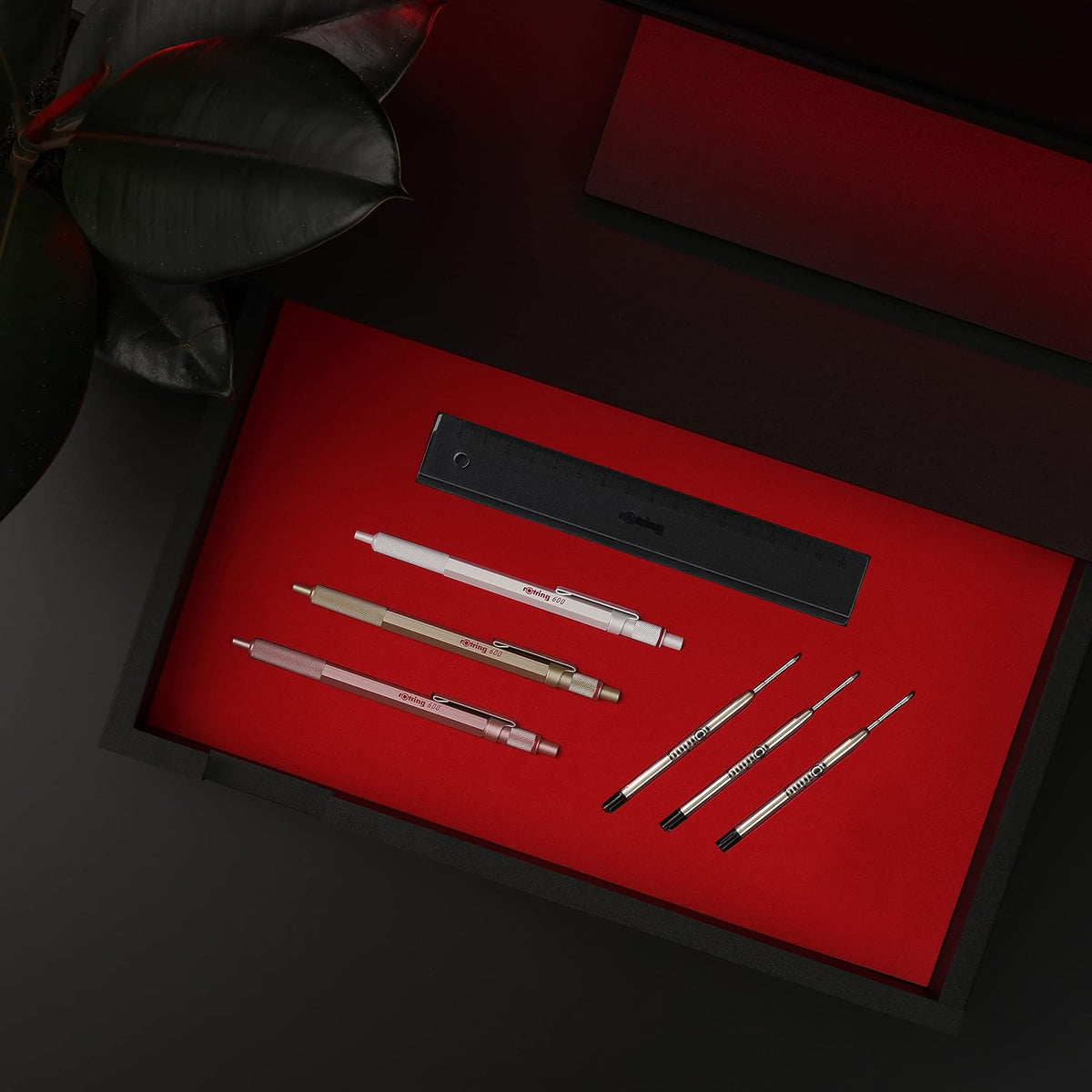 Rotring 600 Metallic Ballpoint Pen Medium Point Black Ink Gold Barrel Refilla...