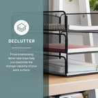 Safco Onyx Desk Organizer, 3 Trays, Office and Classroom Mailbox, Paper and - Image 2