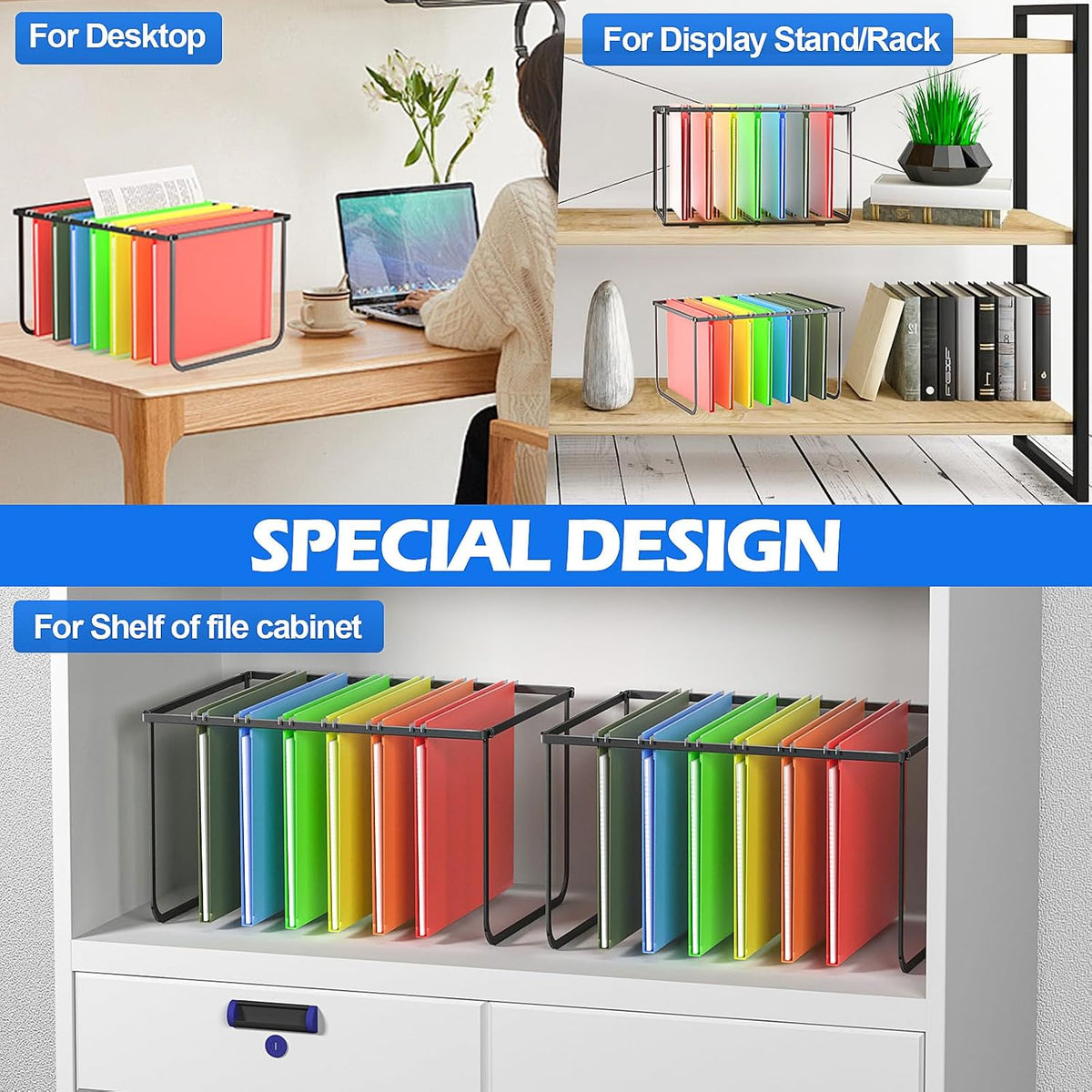 2 Pack Legal and Letter Size Hanging File Folder Frame,Hanging File Folder Ho...