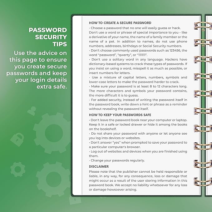 Clever Fox Password Book Spiral – Mini Internet Address & Password Organizer - Image 5