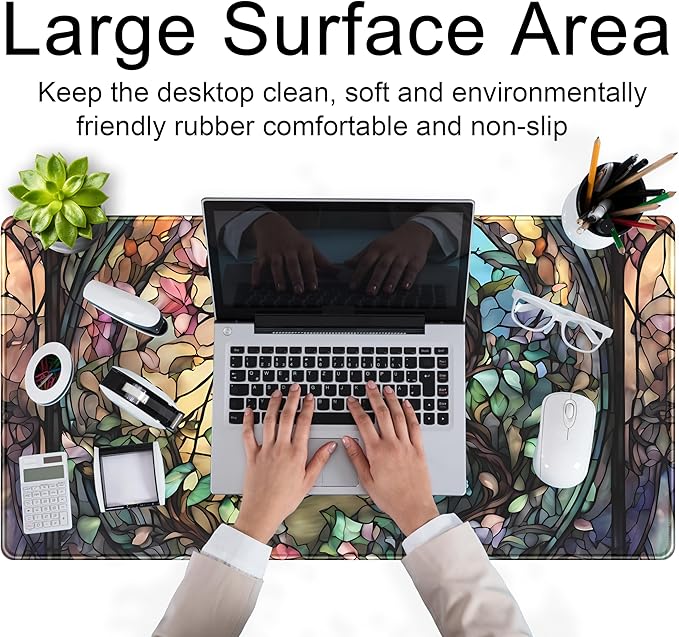 Stained Glass Tree Desk Mat Cartoon Tree Gaming Mouse Pad Large XXL Extended - Image 4