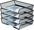 SETTFRFE 4 Tier Metal Mesh Desk Organizer-Stackable Letter Trays by SETTFRFE