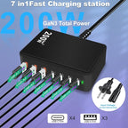 USB C Charger Block 200W 7 Port GaN Fast Charging Block Station, iPhone 17/16/15 - Image 4