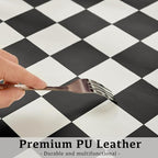 Ohocut Checkered Desk Mat, Large Cute Aesthetic Retro PU Leather Computer - Image 5