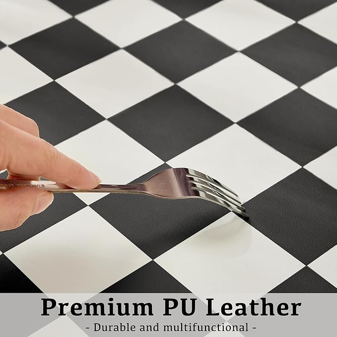 Ohocut Checkered Desk Mat, Large Cute Aesthetic Retro PU Leather Computer - Image 5