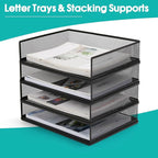 AZFUNN Wire Mesh Letter Trays Paper Tray Desk File Organizer, 2 Pack Stackable - Image 3
