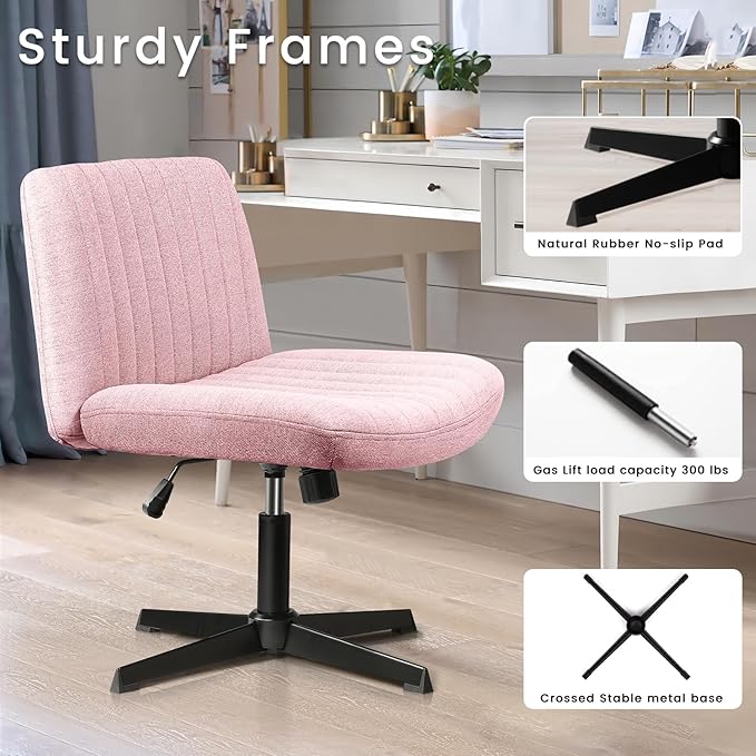PUKAMI Criss Cross Chair, Armless Cross Legged Office Desk Chair No Wheels - Image 4