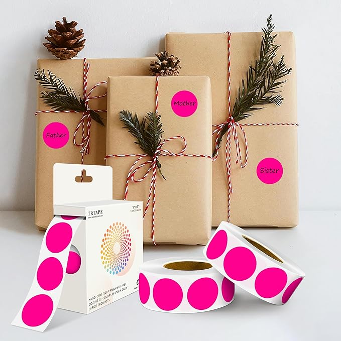 Fluorescent Pink 1 Inch Round Color Coding Labels - Image 6