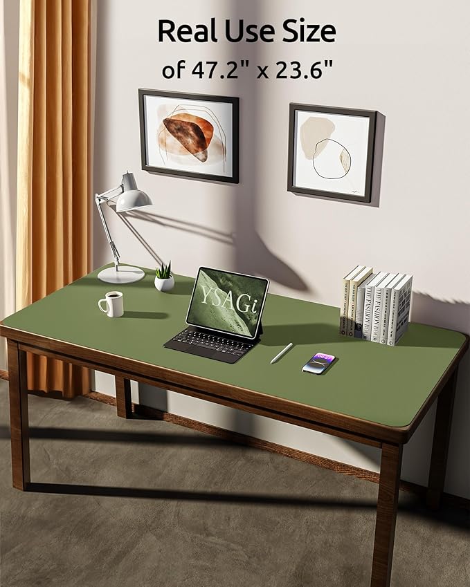 YSAGi Leather Desk Protector, Office Mat, Large Mouse Mat, Non-Slip PU Leather - Image 3