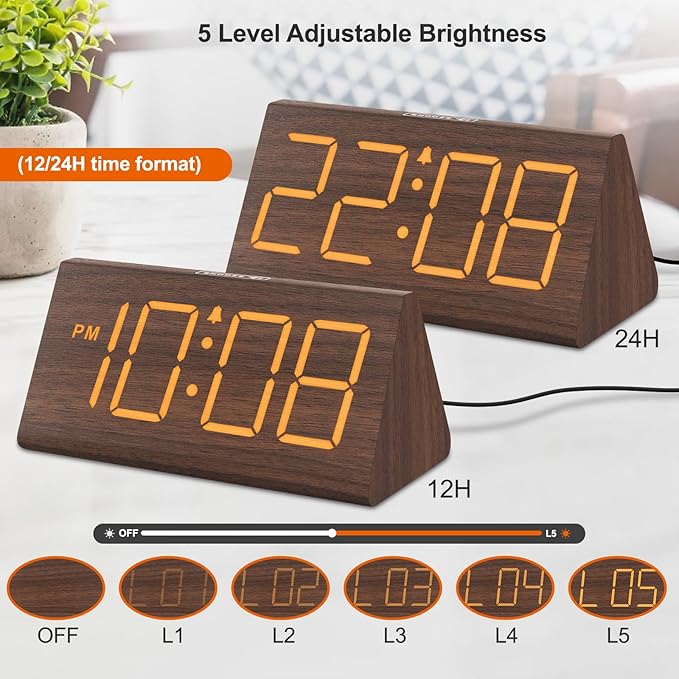 DreamSky Wooden Digital Alarm Clocks - Image 4