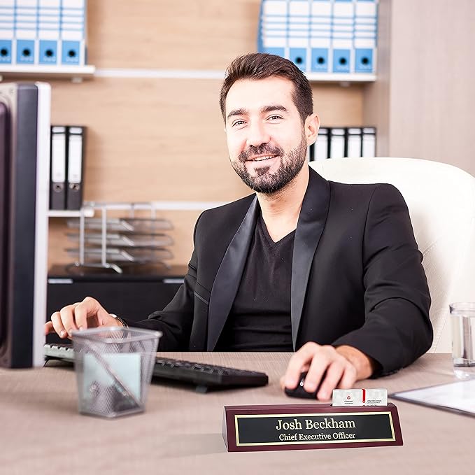 Business Wood Name Plate for Desk | Custom Desk Name Plate Personalized Gift - Image 6