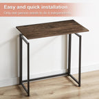 VECELO Folding Desk 31.5 Inch Writing Desk Home Office Sturdy Steel Laptop Table for Home Office Work Classic Brown