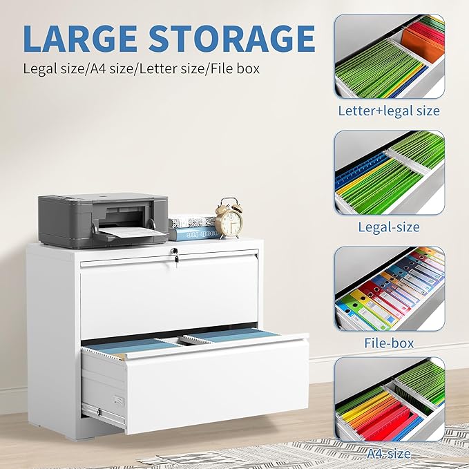 FLIXELIO File Cabinets 2 Drawer, Metal Office Storage Filing Cabinet - Image 4