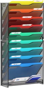 samstar 10 Tier Wall File Organizer, Hanging Wall Mount File Holder Paper by Samstar